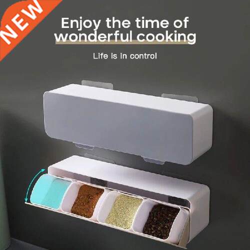 Kitchen Wall Mount Spice Rack with spoon Seasoning Storage