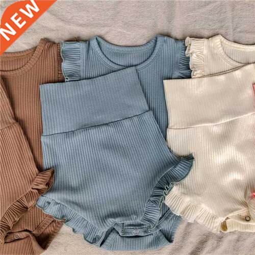 2022 Baby Girl New Clothes Set Soft Ribbed Cotton Bosyuit Sh