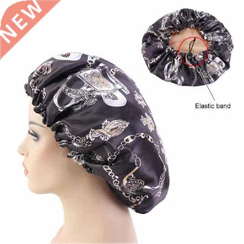 Fashion Women Floral 2-Layer Satin Sleep Hat Bonnet Hair