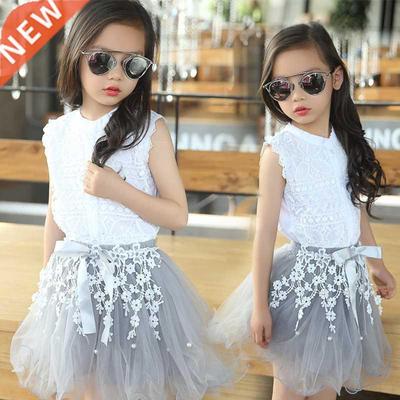 Girls Clothing Sets Summer Lace T-Shirts Floral Tutu Skirt 2