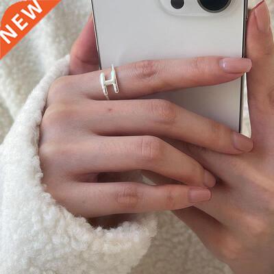 Adjustable S925 Sterling Silver Letter H Rings For Women Rin