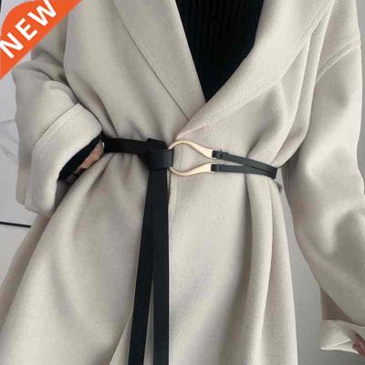 Gold U Shape uckle elt Women PU Leather elt lack Knot Lo