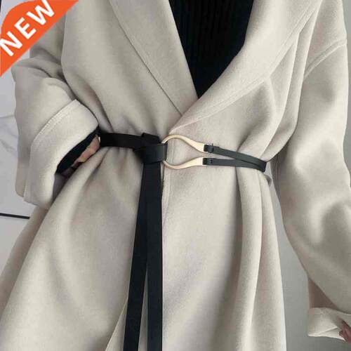 Gold U Shape uckle elt Women PU Leather elt lack Knot Lo