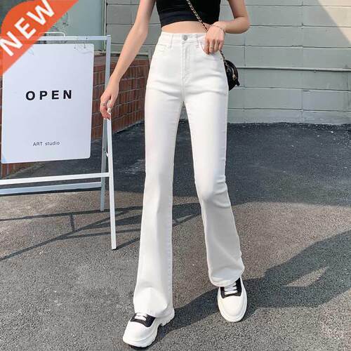 Flared Jeans Woman High Waist Denim Trousers For Female Blue