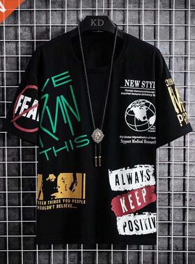 Summer Men's T Shirts Harajuku Fashion Korean Printing Short