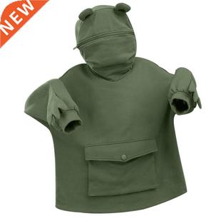 Haruku Women Hoodie Frog Pullover Winter Sense Hooded Casu