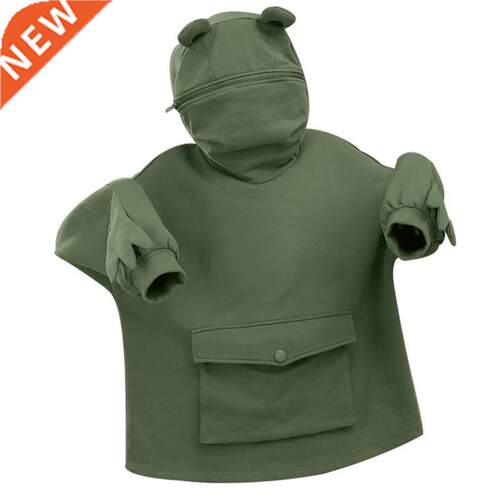 Haruku Women Hoodie Frog Pullover Winter Sense Hooded Casu