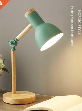 Creative Nordic Wooden Art Iron LED Folding Simple Desk Lamp