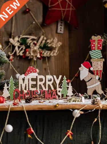 Happy Christmas Wooden Board Santa Claus Desktop Creativity