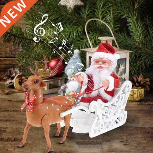 Electric Santa Claus Doll Elk Sled Toy Universal Car with