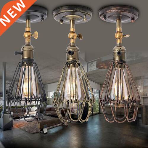 E27 Iron Lampshade Metal Wire Cage Lamp Retro Vintage Lamp H