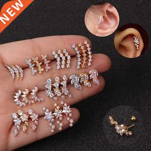 1PC Fashion CZ Ear Studs Cartilage Earring for Women Stainle