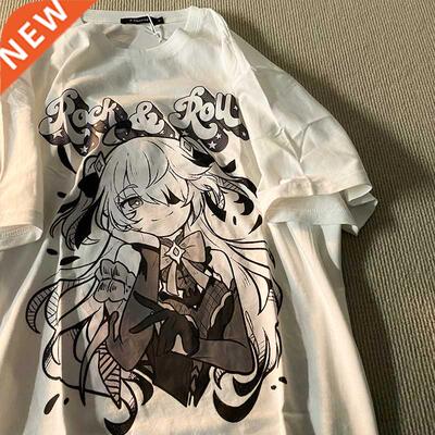 Harajuku Women's T-shirts Aesthetic Gothic Punk Cartoon Over