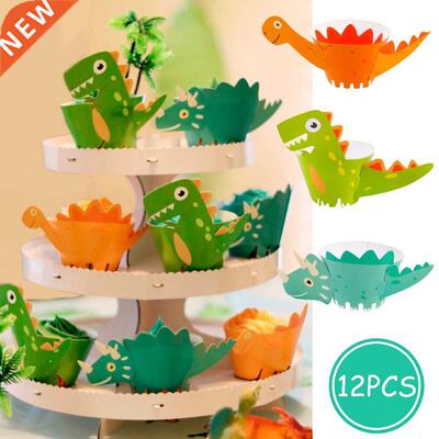 Dinosaur Cupcake Wrappers Toppers Jungle Safari Party