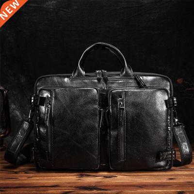 Genune Real Leather Fashon Busness Brefcase Messenger Ba
