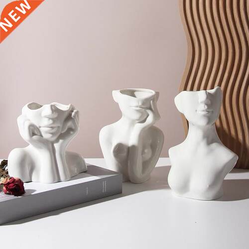 Nordic Female Body Model Ceramic Flower Vase Art Decor