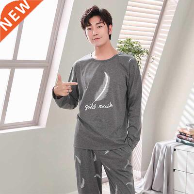 New 2020 Spring Men Pajamas long Sleeve Male Pajama Set Men