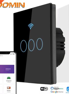 HOOMIN 1 2 3 Gang 1 Way Smart Light Switch For Android IOS