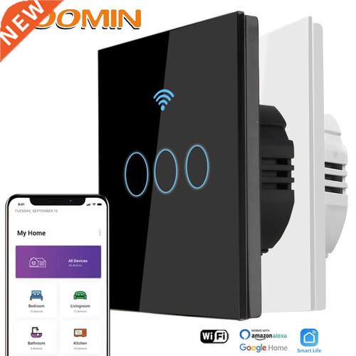 HOOMIN 1 2 3 Gang 1 Way Smart Light Switch For Android IOS
