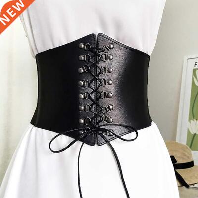 New Corset Punk Black Wide Belt Pu Leather Slimming Body Bel