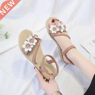 Summer Shoes Woman Sandals Elastic ankle strap Flat Sandalia