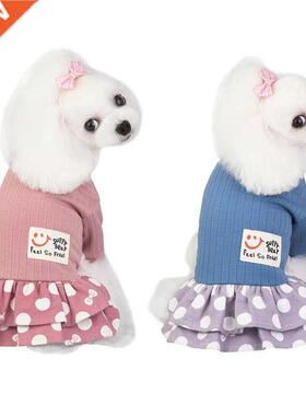 Pet Summer Cotton Dress For Small Dogs Breathable Doggy Dot