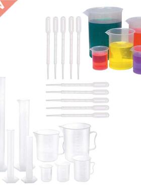 10Pcs Plastic Graduated Cylinders And Plastic Beakers Clear