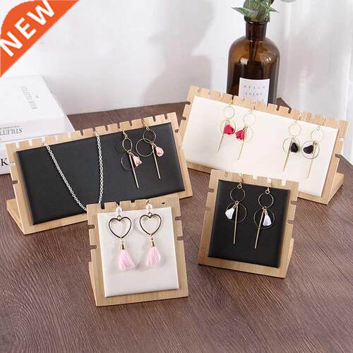 Solid Bamboo Wood Jewelry Display Stand Necklace Showcase Ho