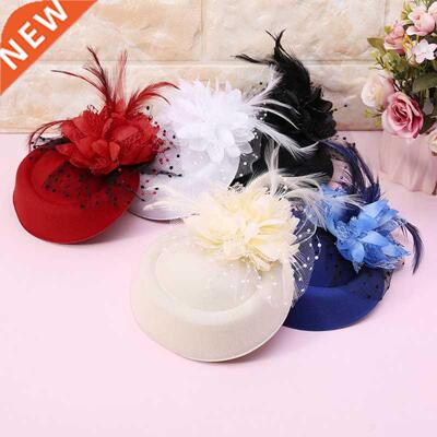 Fascinator Hats Headband Womens Feather Flower Brides Hair A