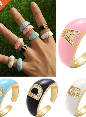 New Fashion 26 English Letters 4 Colors Enamal  Name Inla