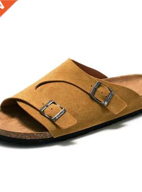 Big Size 45 Suede Leather Sandals for Men Summer Classic Men