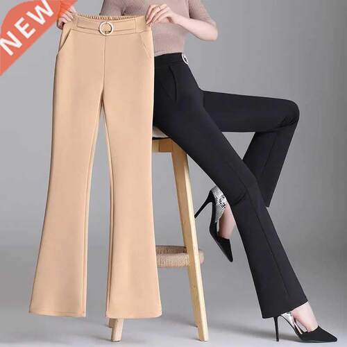 High Waist Flare Pants Women Vintage Elastic Waist Suit Pant
