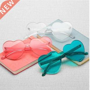 Candy Color Heart-shaped Frameless Woman Sunglasses Dazzling