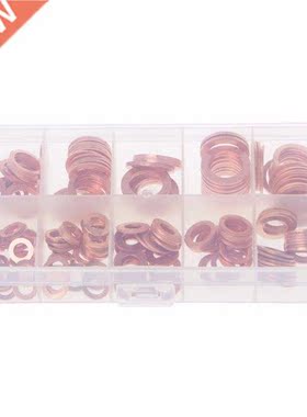 200 PCS Copper Washers Gasket Set 9 Sizes Flat Ring Seal Kit