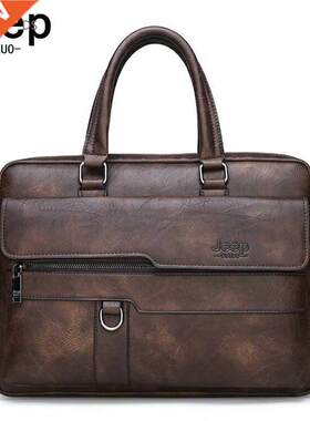JEEP BULUO Men's Business Handbag Hot Large Capacity Leathe