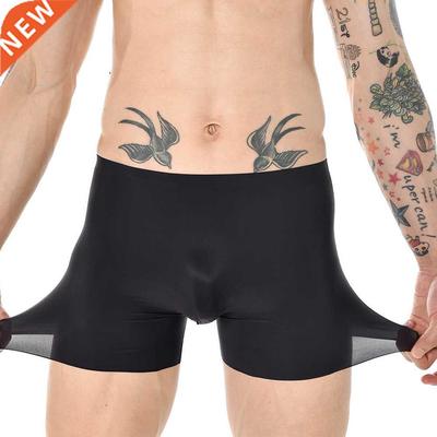 Men Boxers Panties Ice Silk Underwear Thin Boxer Shorts Bulg