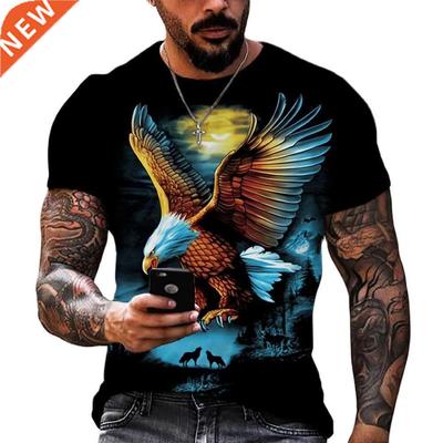 Soaring Eagle D Print Men's T Shirt O Neck Short Sleeve Ani