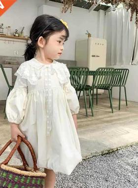 Spring Kids Dresses for Girls Lacework Puffy Dress Korean