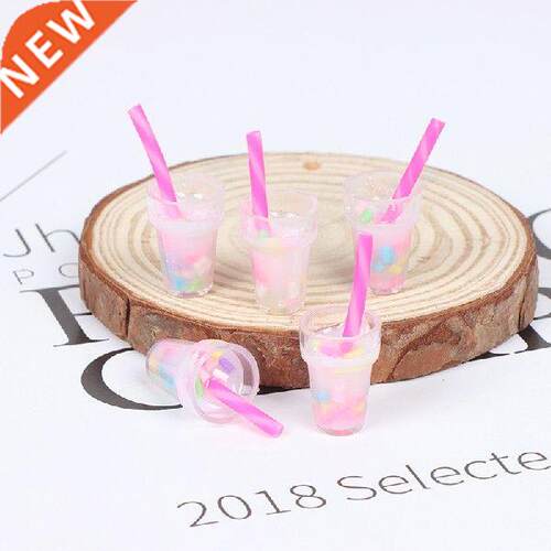 5Pcs/Set Resin Pearl Milk Tea Charms Bottle Pendant for