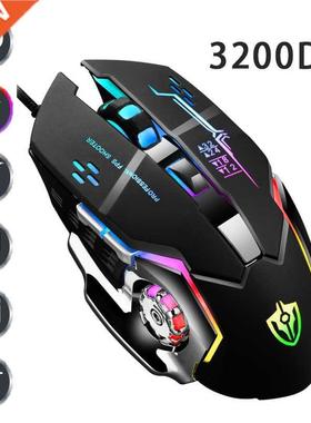 USB Wired Gaming Mouse 3200DPI Adjustable 6 Buttons LED Back