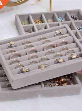 Jewelry Storage Box Velvet Jewellery Tray Case Earring Drawe