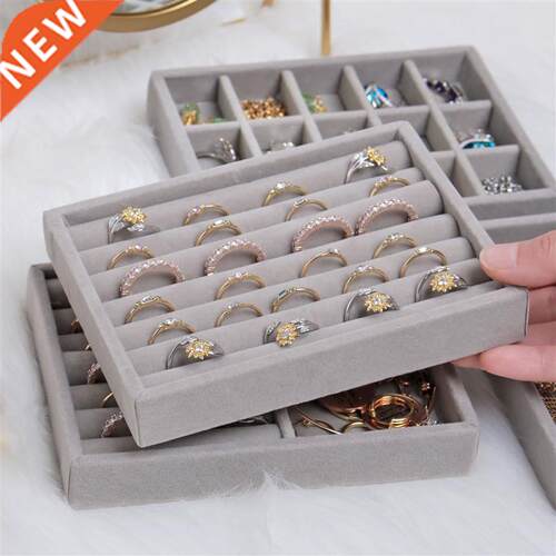 Jewelry Storage Box Velvet Jewellery Tray Case Earring Drawe