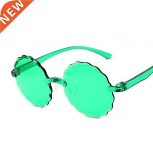 Fashion Round Sunglasses Woman Big Frame Green Pink Grient
