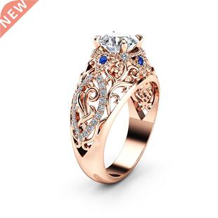Real 14K Rose Gold 1 Carats Diamond Ring for Women Wedding D