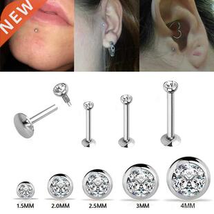 1.2x1.5-4mm AAA Zircon Labret Lip Bar Stud Piercing 16 Gauge