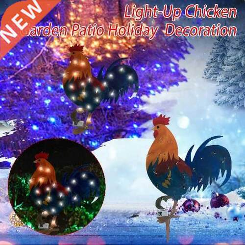 Light-Up Chicken Yard Art Outdoor Garden Backyard Lawn