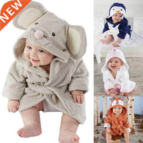 Lovely Baby Grls Cartoon Hooded Bathrobe Chld Toddler Bath