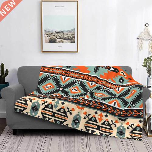 Boho Navajo Pattern Throw Blanket, Fleece Blanket Super Soft