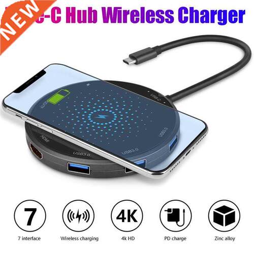 USB C Hub Wireless Charger Type-C Docking Station PD+USB.0+