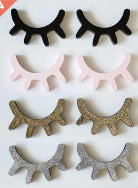 1 Pair Nordic Style Cute Wooden D Eyelash Wall Sticker Deco